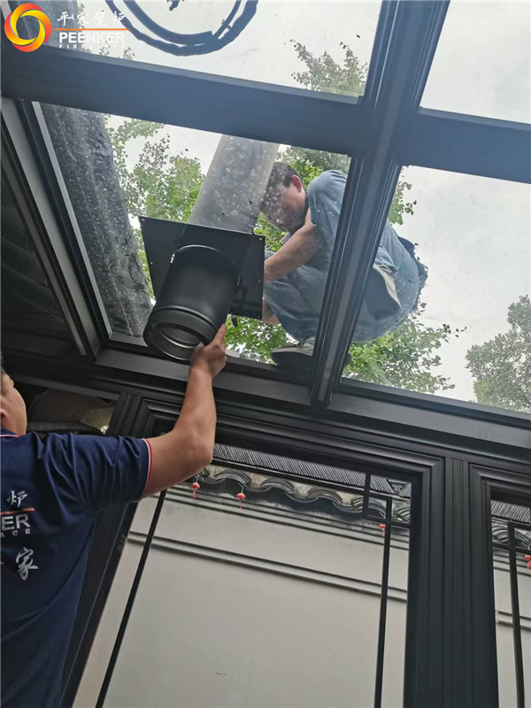 安吉桃花源陽光房丹麥Morso 2110進(jìn)口壁爐安裝.jpg